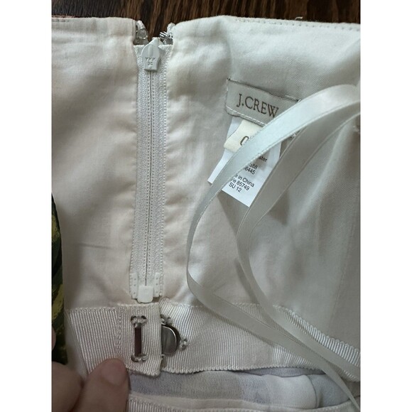 J Crew Strapless 100% Silk Mini‎ Dress Size 0 Cream Watercolor Lined Pockets EUC - Picture 11 of 14